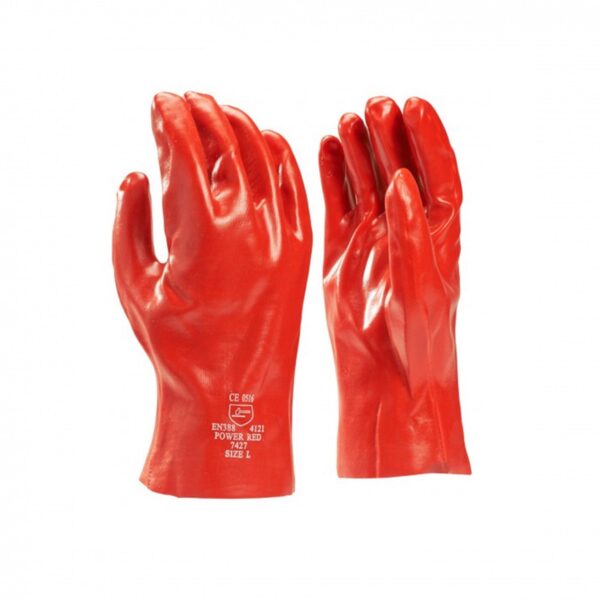 HBV: 7427 Volledig gecoate rode PVC werkhandschoen op een interlock liner Maat 10
