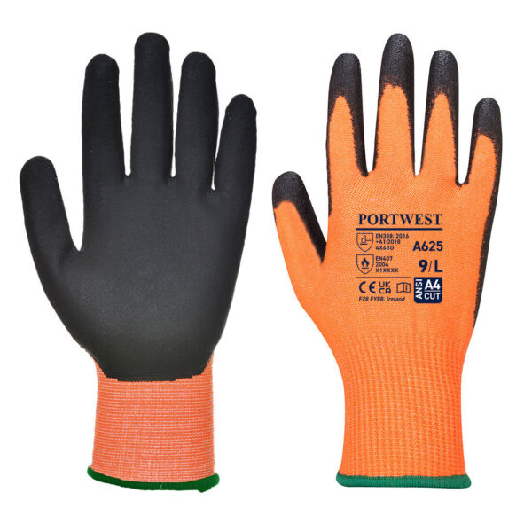 A625 Vis-Tex PU Cut Resistant Glove Orange/Black