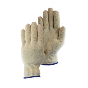 Bullflex Rondgebreide katoenen handschoen met tricot boord. -