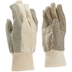 Bullflex 100% katoenen keper handschoen met tricot boord en antislip pvc nopjes. - 10