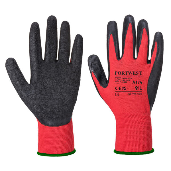 A174 Flex Grip Latex Glove Red/Black